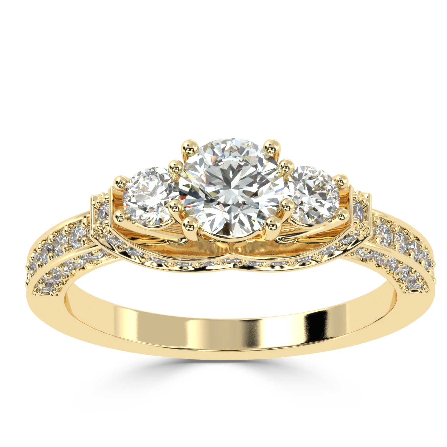 Buy 1.04Ct Three-stone Natural Diamond Ring | SolitaireKart